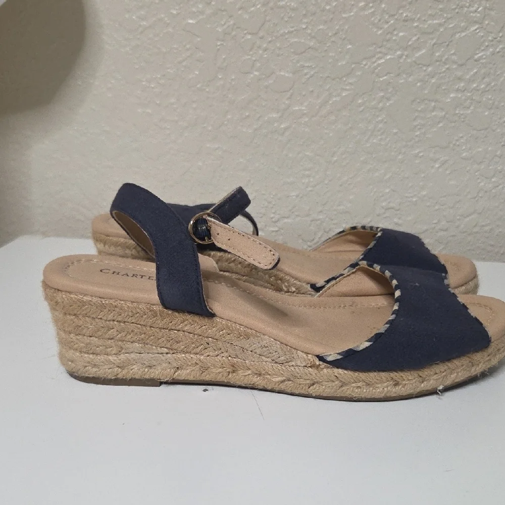 Charter Club Women's Navy and Tan Espadrilles Size 7